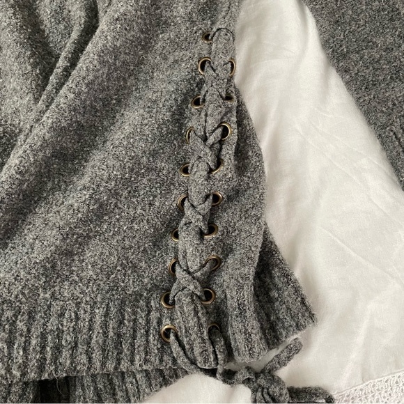 Lovers + Friends XS RUN BIG grey Lace Up Sweater Dress Revolve wool blend - Picture 3 of 7
